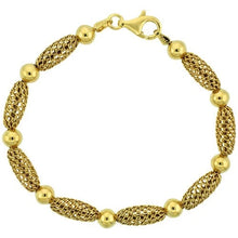 Load image into Gallery viewer, 925 Sterling Silver Oval Filigree Bead Bracelet Gold Finish, 7" Long