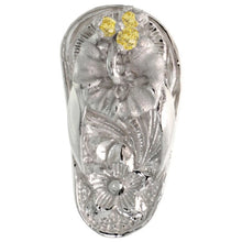 Load image into Gallery viewer, 925 Sterling Silver CZ Hawaiian Hibiscus Flip Flops Pendant 3/4 Inch (19mm) Tall