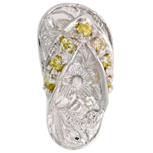 Load image into Gallery viewer, 925 Sterling Silver CZ Hawaiian Flip Flops Pendant 3/4 Inch (19mm) Tall