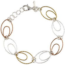 Load image into Gallery viewer, 925 Sterling Silver Wire Oval Hoops Bracelet Diamond Cut 14mm, 7.5" Long