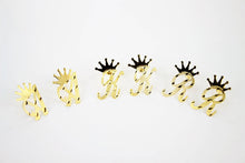 Load image into Gallery viewer, 10K Yellow Gold Initial Earrings Diamond Cut with Crown for Men Women A ~ Z