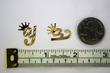 Load image into Gallery viewer, 10K Yellow Gold Initial Earrings Diamond Cut with Crown for Men Women A ~ Z