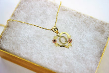 Load image into Gallery viewer, 10K Gold Initial Pendant Charm Flower Diamond Cut Girl Women & Singapore Chain