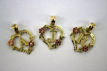 Load image into Gallery viewer, Authentic 10K Gold Initial Pendant Charm Flower Diamond Cut for Girls Women