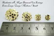 Load image into Gallery viewer, 10K Gold Authentic Nugget Round Diamond Cut Stud Earrings for Men Women