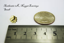 Load image into Gallery viewer, 10K Gold Authentic Nugget Round Diamond Cut Stud Earrings for Men Women