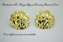 Load image into Gallery viewer, 10K Gold Authentic Nugget Round Diamond Cut Stud Earrings for Men Women