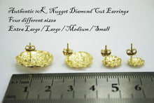 Load image into Gallery viewer, 10K Gold Authentic Nugget Round Diamond Cut Stud Earrings for Men Women