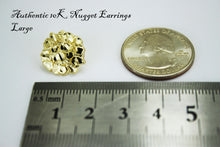 Load image into Gallery viewer, 10K Gold Authentic Nugget Round Diamond Cut Stud Earrings for Men Women