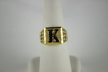 Load image into Gallery viewer, 14K Real Yellow Gold Initial Ring for Men