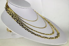Load image into Gallery viewer, 10K Solid Yellow Gold Mariner Flat Chain Necklace (2mm ~ 7.5mm / 16" ~ 30")