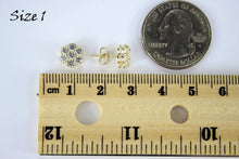 Load image into Gallery viewer, 10K Yellow Gold Flower Stud Earrings with CZ 3 sizes