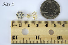 Load image into Gallery viewer, 10K Yellow Gold Flower Stud Earrings with CZ 3 sizes