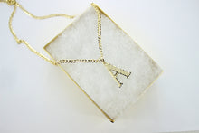 Load image into Gallery viewer, 10K Yellow Gold Initial Pendant Charm D/C A ~ Z Alphabet & Cuban Chain 2.5mm in width