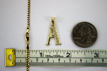 Load image into Gallery viewer, 10K Yellow Gold Initial Pendant Charm D/C A ~ Z Alphabet & Cuban Chain 2.5mm in width