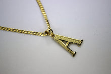 Load image into Gallery viewer, 10K Yellow Gold Initial Pendant Charm D/C A ~ Z Alphabet & Cuban Chain 2.5mm in width