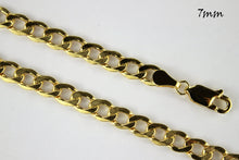Load image into Gallery viewer, 10K Yellow Gold Hollow Cuban Curb Chain Link Pendant Necklace Bracelet 2mm ~ 7mm 7"~30"
