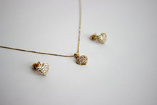 Load image into Gallery viewer, 14K Yellow Gold Heart CZ Set Pendant Earrings Box Chain Necklace