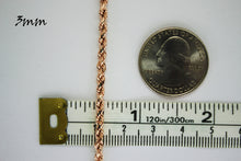 Load image into Gallery viewer, 10K Solid Rose Gold Rope Chain Necklace 1.5mm ~ 6mm for Men Women