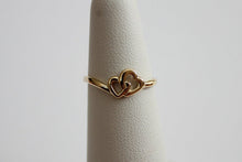 Load image into Gallery viewer, 14K Yellow Gold Heart Ring two hearts double hearts Girl Women Ladies