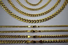 Load image into Gallery viewer, 10K Solid Yellow Gold Flat Cuban Link Chain Necklace Bracelet Anklet for Men Women 2.5mm ~ 14mm 7" ~ 9" / 16" ~ 36"