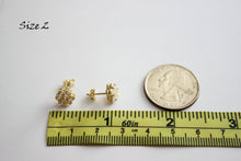 Load image into Gallery viewer, 14K Yellow Gold Flower Stud CZ Earrings 4 sizes