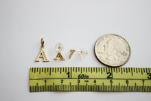 Load image into Gallery viewer, 14K Yellow Gold Initial Pendant Rolo Chain Earrings Set with CZ
