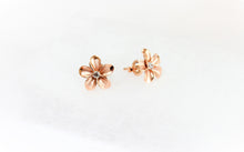Load image into Gallery viewer, 14K Yellow & Rose Gold Pretty Flower Earrings 2 Sizes with CZ