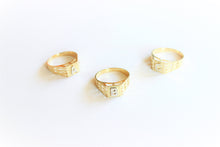 Load image into Gallery viewer, 10K Yellow Gold Alphabet Letter Initial Ring Diamond Cut