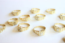 Load image into Gallery viewer, 10K Yellow Gold Alphabet Letter Initial Ring Diamond Cut