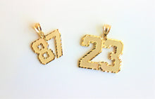Load image into Gallery viewer, Authentic 10K Yellow Gold Number Two-Digit Pendant Charm Diamond Cut