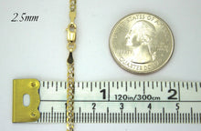 Load image into Gallery viewer, 10K Solid Yellow Gold Flat Cuban D/C Two Tone Link Chain Necklace Bracelet for Men Women 2.5mm ~ 6mm 7" ~ 9" / 16" ~ 30"
