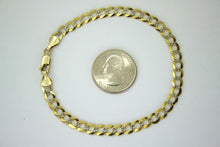 Load image into Gallery viewer, 10K Solid Yellow Gold Flat Cuban D/C Two Tone Link Chain Necklace Bracelet for Men Women 2.5mm ~ 6mm 7" ~ 9" / 16" ~ 30"