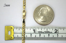 Load image into Gallery viewer, 10K Solid Yellow Gold Flat Cuban D/C Two Tone Link Chain Necklace Bracelet for Men Women 2.5mm ~ 6mm 7" ~ 9" / 16" ~ 30"