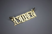 Load image into Gallery viewer, 14K Solid Yellow Gold Personalized Custom Handmade Name Pendant Charm Old English
