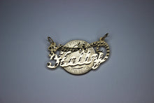 Load image into Gallery viewer, 10K Solid Yellow Gold Personalized Custom Handmade Name Pendant Charm with Flower Diamond Cut