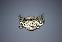 Load image into Gallery viewer, 14K Solid Yellow Gold Personalized Custom Handmade Name Pendant Charm with Flower Diamond Cut