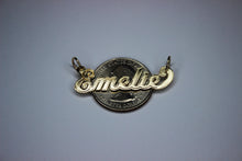 Load image into Gallery viewer, 14K Solid Yellow Gold Personalized Custom Handmade Name Pendant Charm Outlined