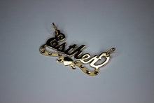 Load image into Gallery viewer, 10K Solid Yellow Gold Personalized Custom Handmade Name Pendant Charm with Heart Diamond Cut