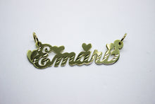 Load image into Gallery viewer, 10K Solid Yellow Gold Personalized Custom Handmade Name Pendant Charm Diamond Cut with Heart