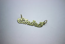 Load image into Gallery viewer, 10K Solid Yellow Gold Personalized Custom Handmade Name Pendant Charm Diamond Cut with Heart