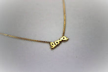 Load image into Gallery viewer, 14K Real Yellow Gold Small 'love' Pendant with Rolo Chain Adjustable 16" or 18"
