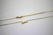 Load image into Gallery viewer, 14K Real Yellow Gold Small 'love' Pendant with Rolo Chain Adjustable 16" or 18"