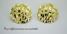 Load image into Gallery viewer, 14K Gold Authentic Nugget Round Diamond Cut Stud Earrings for Men Women