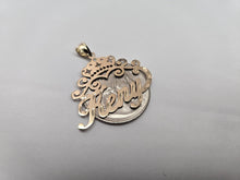 Load image into Gallery viewer, 14K Solid Yellow Gold Personalized Custom Handmade Name Pendant Charm Diamond Cut with Crown