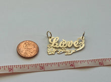 Load image into Gallery viewer, 10k Solid Yellow Gold Personalized Custom Handmade Cursive Name Pendant Charm with Flower Underline