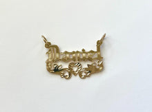 Load image into Gallery viewer, 14k Solid Yellow Gold Personalized Custom Handmade Olden Text Name Pendant Charm with Heart