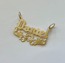 Load image into Gallery viewer, 14k Solid Yellow Gold Personalized Custom Handmade Olden Text Name Pendant Charm with Heart