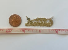 Load image into Gallery viewer, 14k Solid Yellow Gold Personalized Custom Handmade Cursive Dotted Name Pendant Charm with Heart