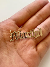 Load image into Gallery viewer, 14k Solid Yellow Gold Personalized Custom Handmade Old English Name Pendant Charm